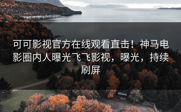 可可影视官方在线观看直击！神马电影圈内人曝光飞飞影视，曝光，持续刷屏