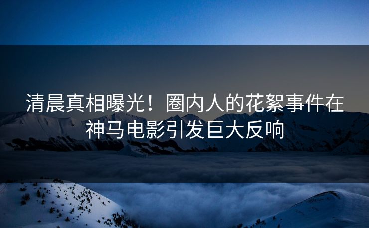 清晨真相曝光！圈内人的花絮事件在神马电影引发巨大反响